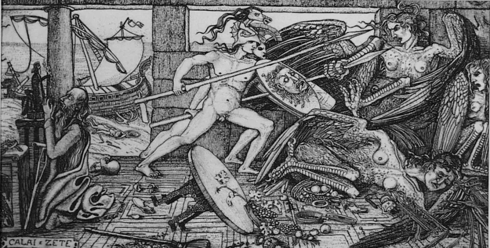 Eau-Forte Bozzetti - Calai e Zete. 4 versione