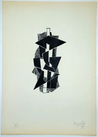 Linogravure Bozzolini - Quatre piraine