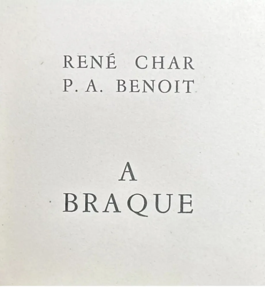 Livre Illustré Braque - A BRAQUE