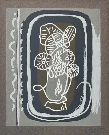 Gravure Sur Bois Braque - Fleurs blanches