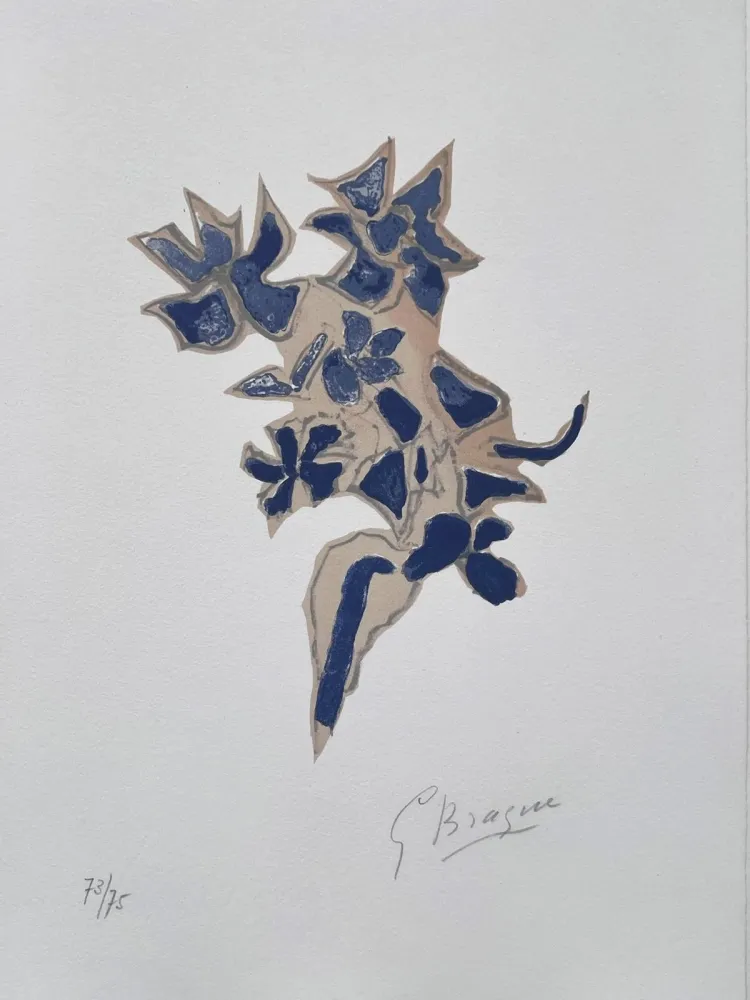 Lithographie Braque - Giroflée bleue 