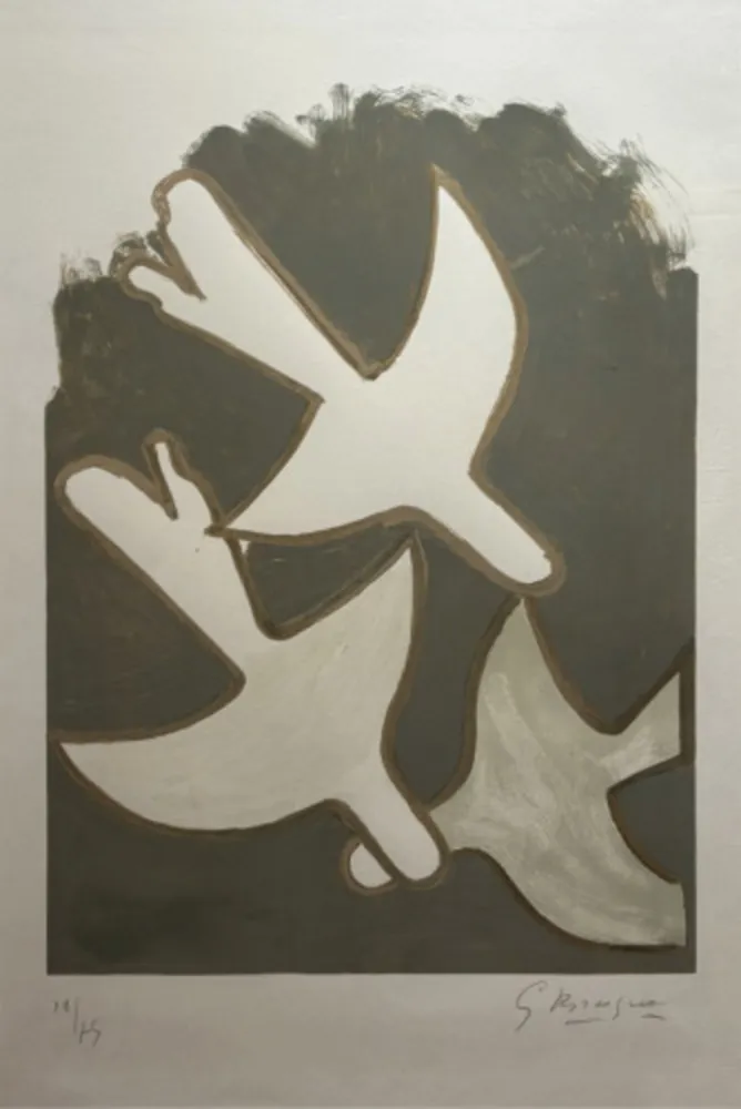 Lithographie Braque - Les Oiseaux Blancs