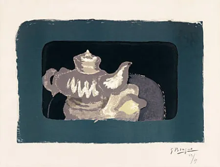 Lithographie Braque - Théière grise