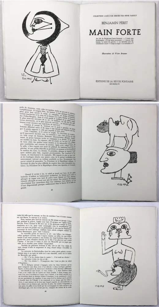 Livre Illustré Brauner - Benjamin Péret : MAIN FORTE. Illustrations de Victor Brauner (1946)