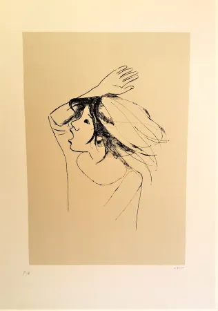 Sérigraphie Bueno - Ragazza con braccio alzato