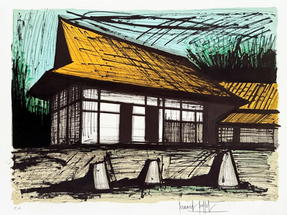 Lithographie Buffet - Le jardin de pierres