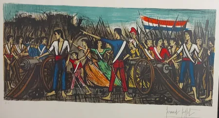 Lithographie Buffet - Prise de la Bastille