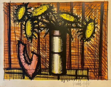 Lithographie Buffet - Tournesols et melon, 1955