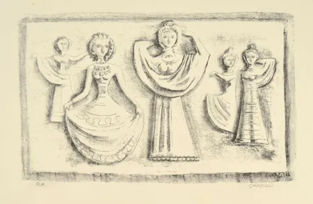 Lithographie Campigli - DANZE NOTTURNE, 1944