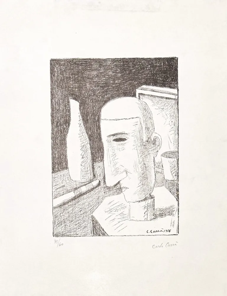 Lithographie Carra - Carlo Carrà (1881–1966) – Gentiluomo ubriaco – Zinc lithograph – 1949