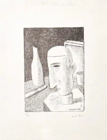 Lithographie Carra - Carlo Carrà (1881–1966) – Gentiluomo ubriaco – Zinc lithograph – 1949