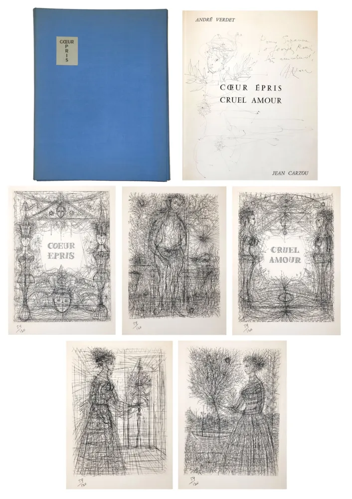 Livre Illustré Carzou - André VERDET Coeur épris, cruel amour. Pointes sèches originales de Jean Carzou