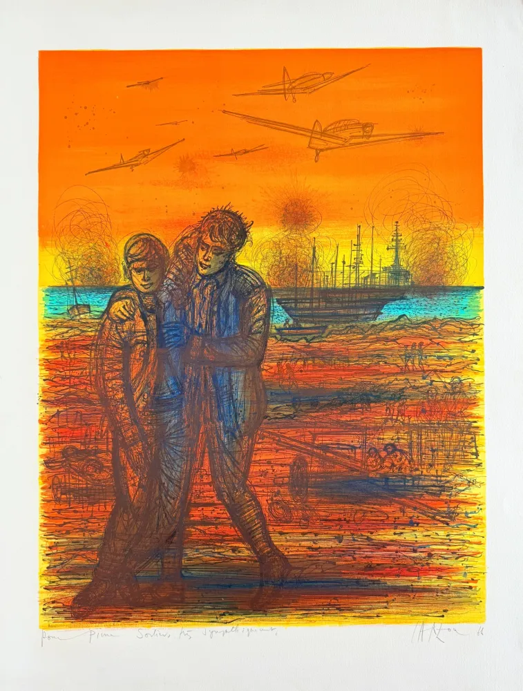 Lithographie Carzou - Le débarquement