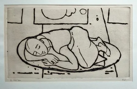 Linogravure Casorati - Figura accovacciata