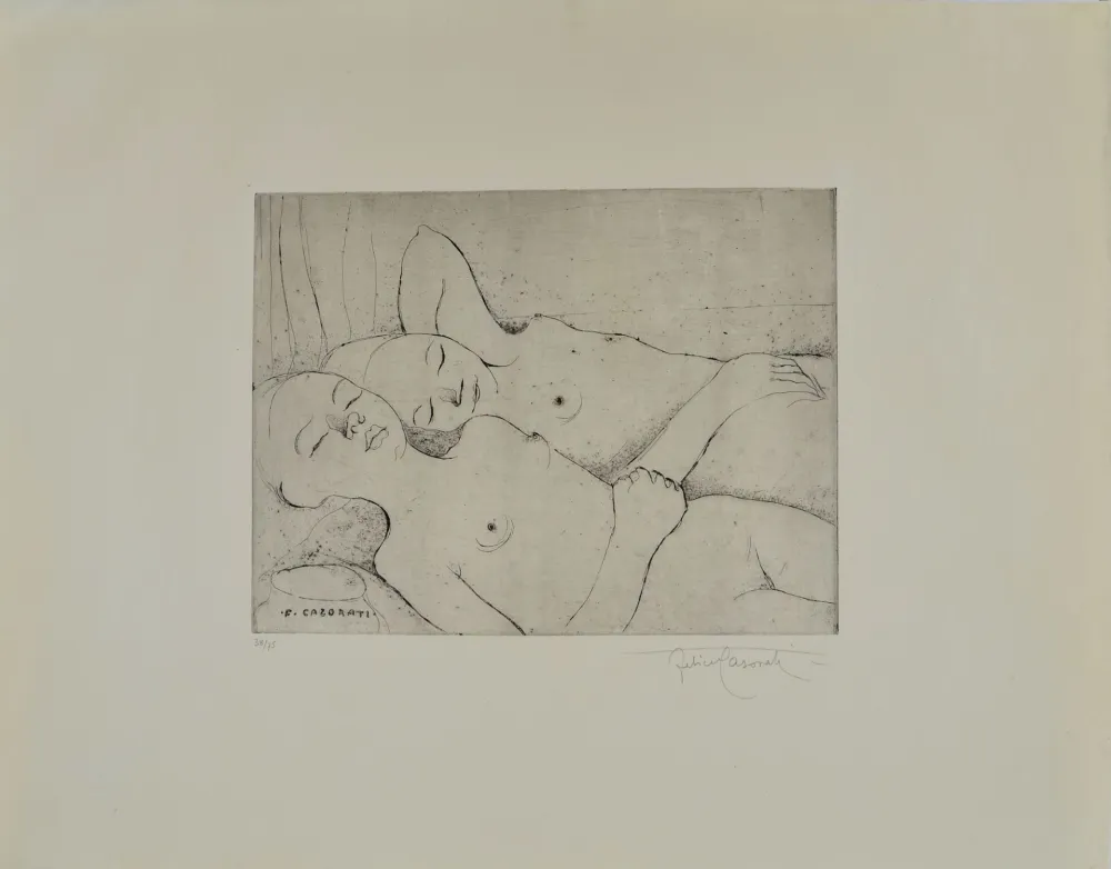 Eau-Forte Casorati - TWO SLEEPING GIRLS