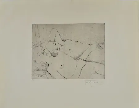 Eau-Forte Casorati - TWO SLEEPING GIRLS