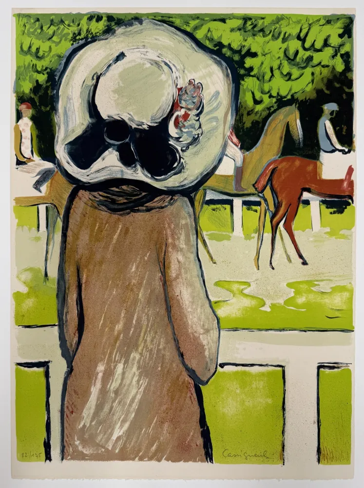 Lithographie Cassigneul  - Elégante au champ de cours
