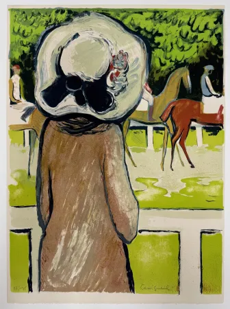 Lithographie Cassigneul  - Elégante au champ de cours