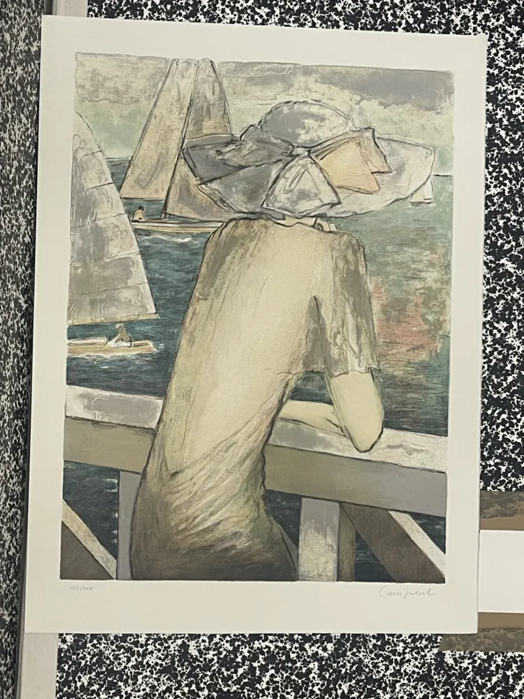 Lithographie Cassigneul  -  INCONNUE DEVANT LA MER (1976) CR 126(1976)