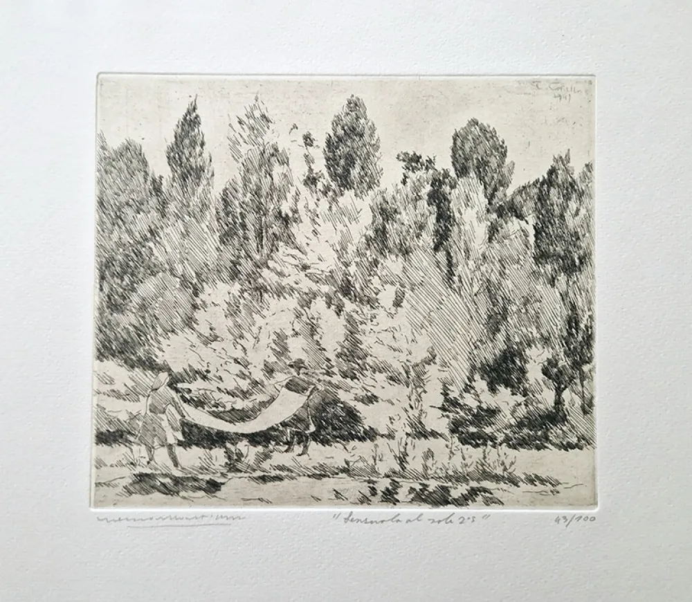 Eau-Forte Castellani - Lenzuola al sole