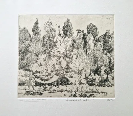 Eau-Forte Castellani - Lenzuola al sole