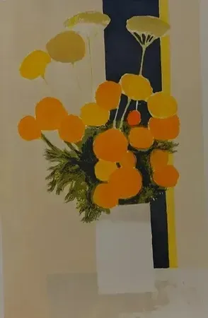 Lithographie Cathelin - Roses d INDE &  ACHILLES  à la bande noire ( 1983)