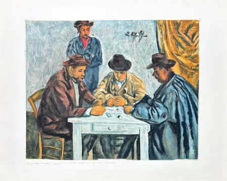 Gravure Cezanne - Paul Cézanne (1839–1906) - The Card Players - Etching with aquatint on Arches paper - 1929