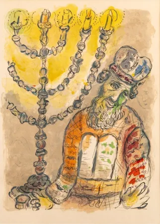 Lithographie Chagall - Aaron and the Seven-Branched Candlestick from Exodus, 1966