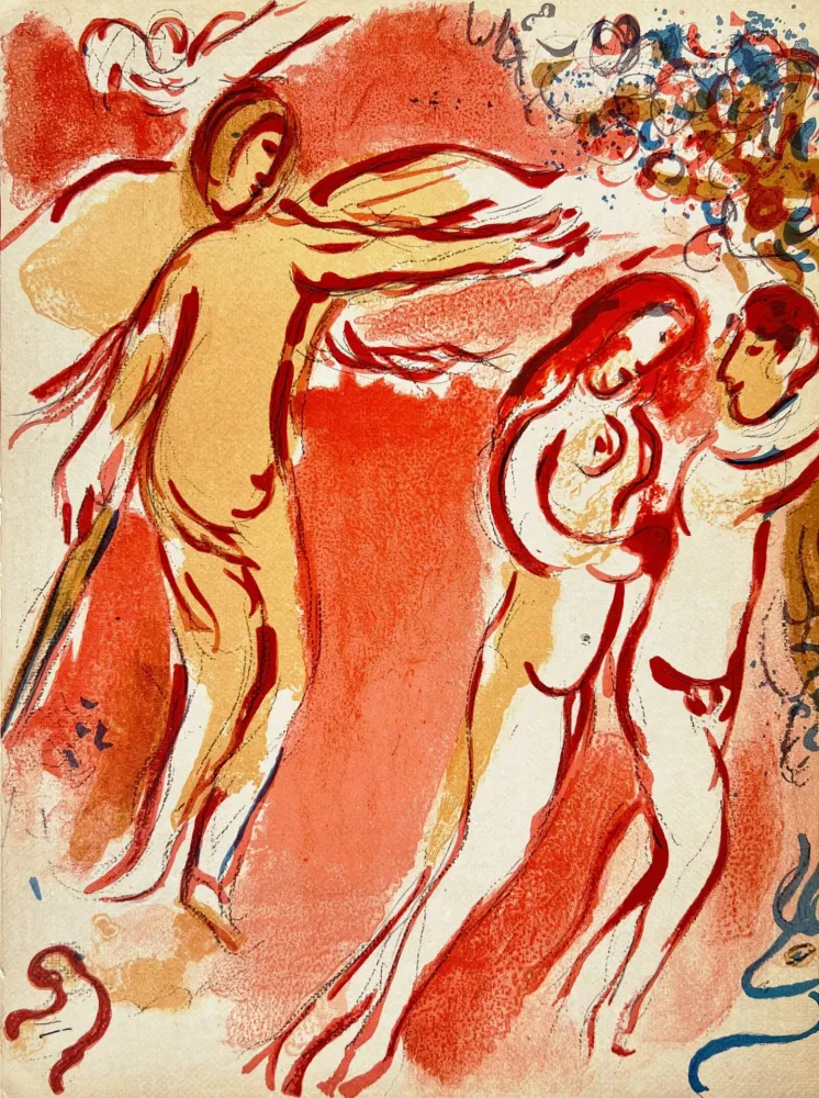 Lithographie Chagall - Adam and Eve