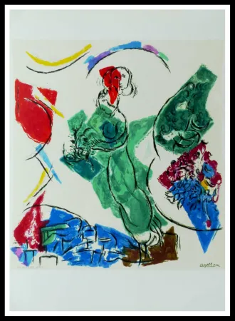 Lithographie Chagall (After) - FEMME EN VERT