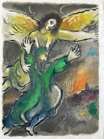 Lithographie Chagall - And Moses beheld all the worke, and beholde, they had done it as the Lorde had commanded; and Moses blessed them