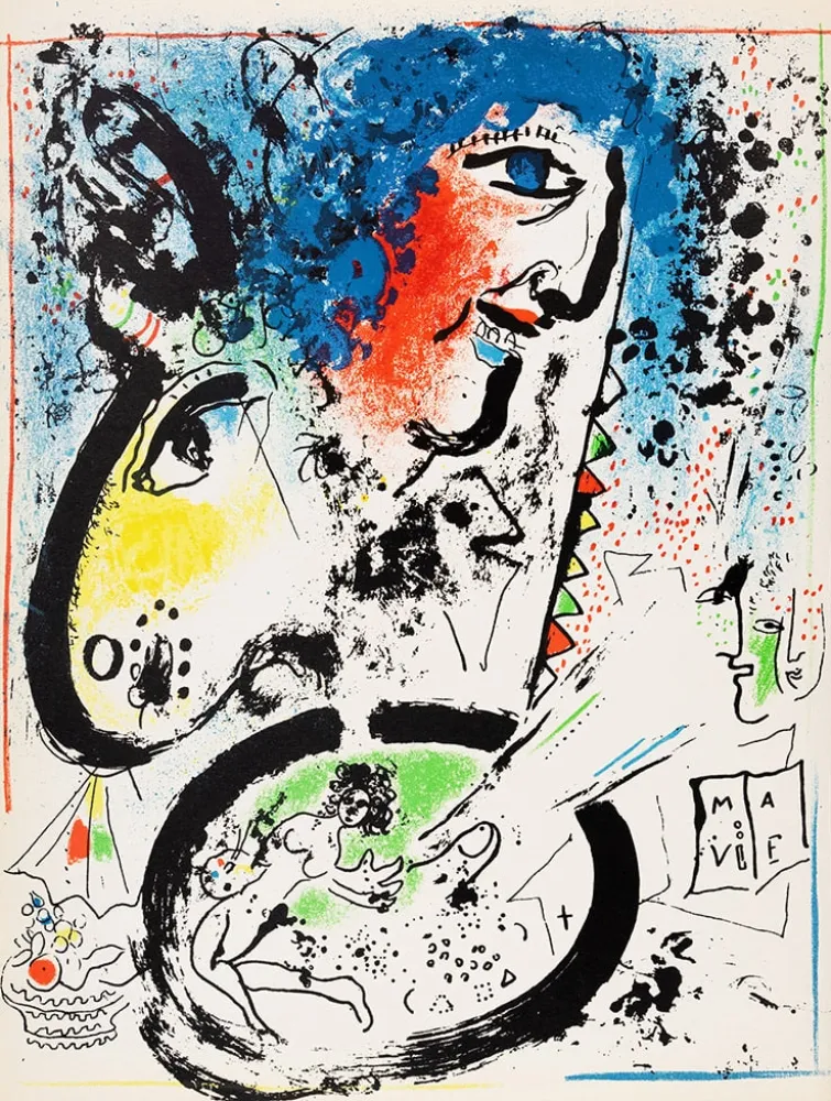 Lithographie Chagall - Auto-portrait