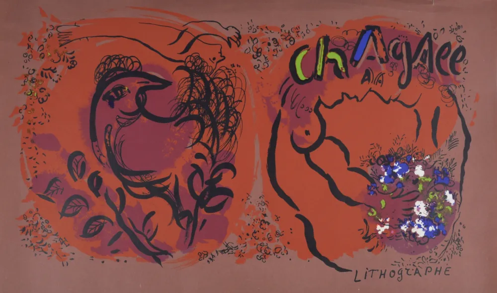 Lithographie Chagall - Couple with Flowers, 1960