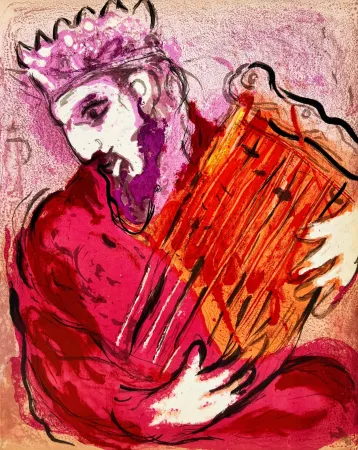 Lithographie Chagall - David and His Harp