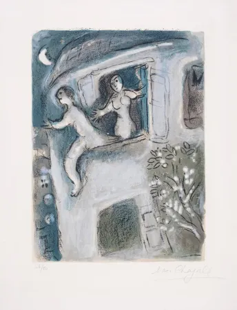 Lithographie Chagall - David Sauvé par Michal, from La Bible