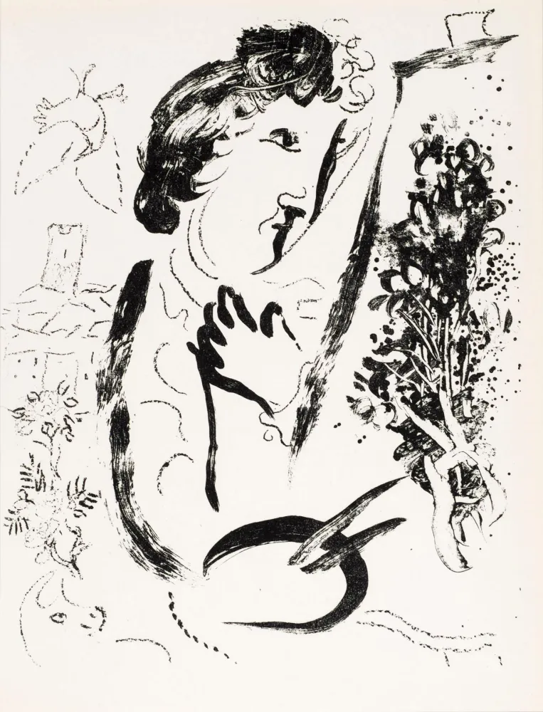 Lithographie Chagall - Devant le tableau  