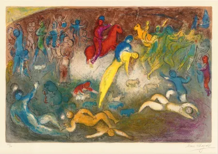 Lithographie Chagall - Enlèvement de Chloé (Chloe is carried off by the Methymneans)