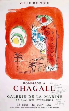 Lithographie Chagall - Hand-Signed - The Red Siren / La Baie des Anges