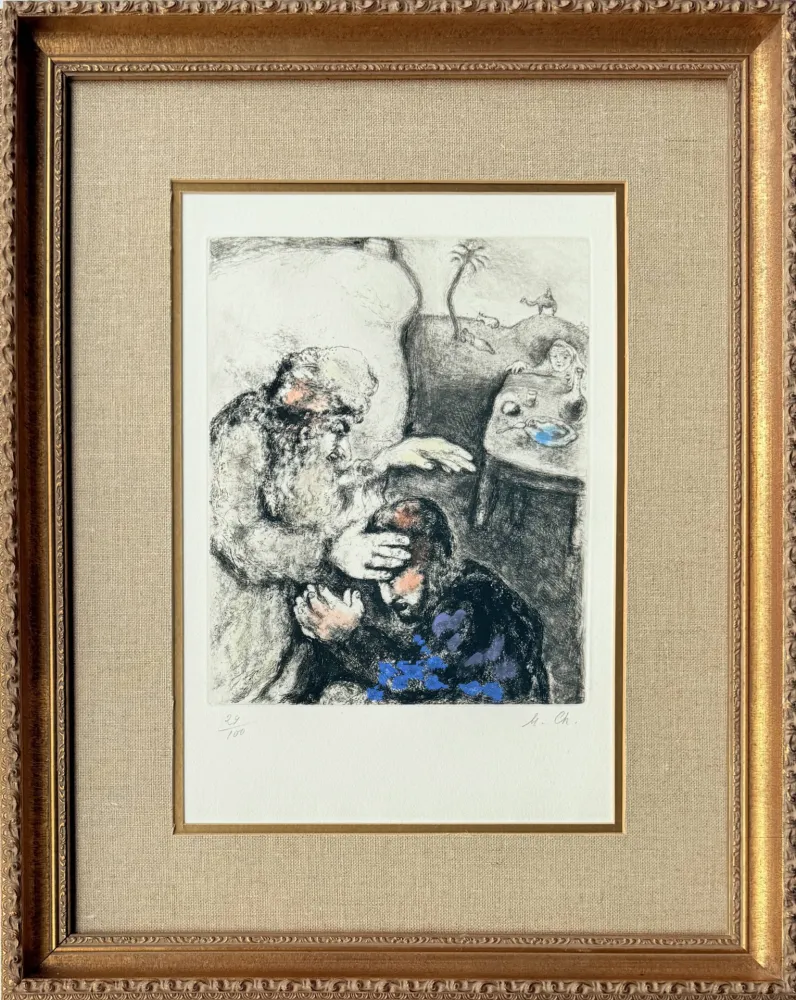 Eau-Forte Chagall - Jacob Blessed By Isaac