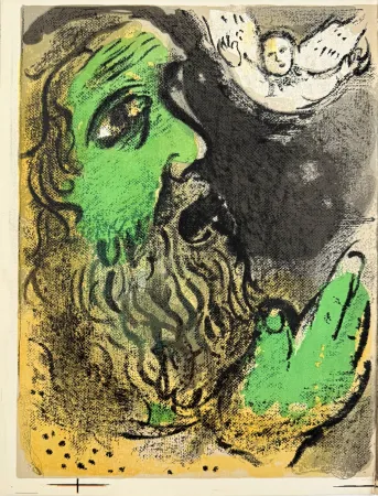 Lithographie Chagall - Job Praying & Job in Despair