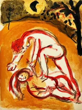 Lithographie Chagall - Kain and Abel