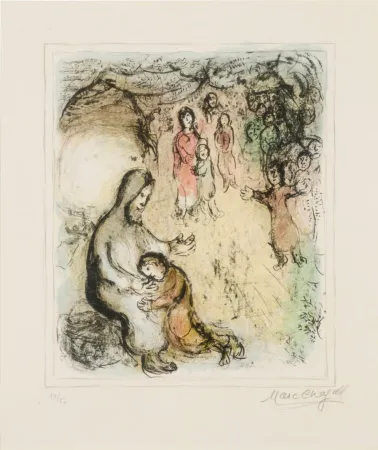 Lithographie Chagall - La Bénédiction de Jacob