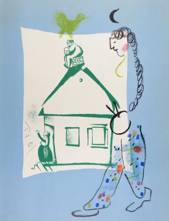 Lithographie Chagall - La Maison de mon Village