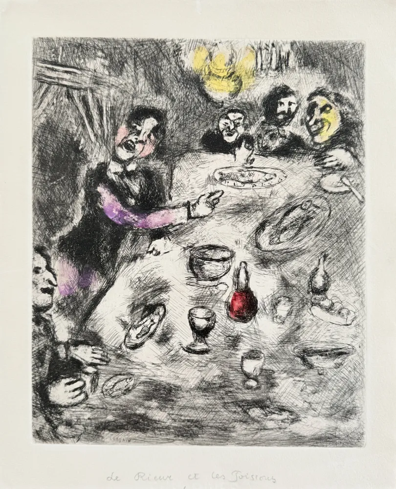 Eau-Forte Chagall - La Rieur et Les Poissons
