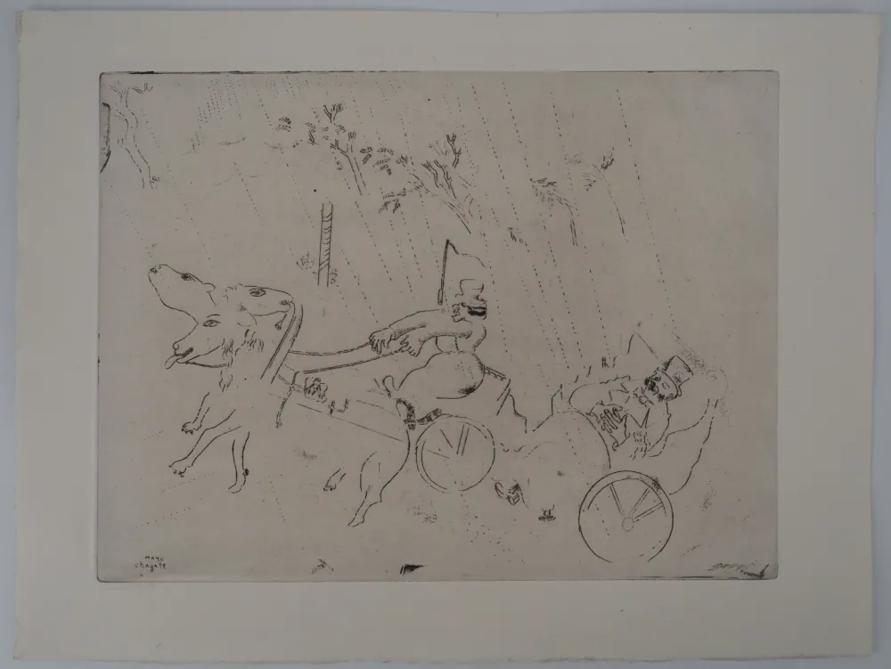 Gravure Chagall - L'accident de calèche (La britchka s'est renversée)