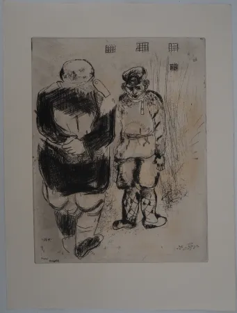 Gravure Chagall - L'arrestation (L'homme sans passeport devant le capitaine Ispravnik)