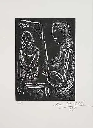 Linogravure Chagall - L'Atelier