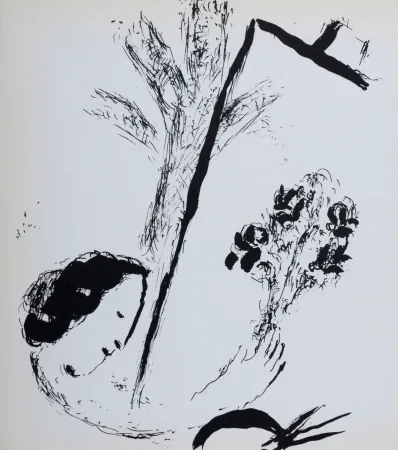 Lithographie Chagall - Le bouquet à la main