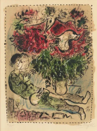 Lithographie Chagall - Le Bouquet du Peintre (Mourlot 483)