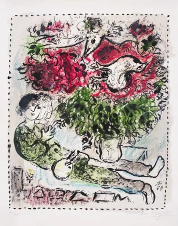Lithographie Chagall - Le bouquet du peintre (The Painter’s Bouquet)